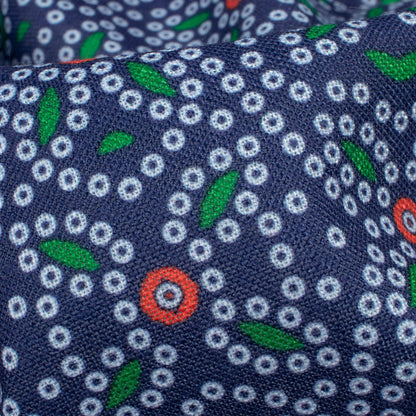 Space Blue And White Bandhanii Pattern Digital Print Linen Textured Fabric (Width 56 Inches)