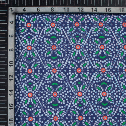 Space Blue And White Bandhanii Pattern Digital Print Linen Textured Fabric (Width 56 Inches)