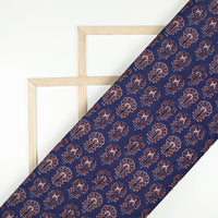 Grape Purple And Red Ajrakh Pattern Digital Print Linen Textured Fabric (Width 56 Inches)
