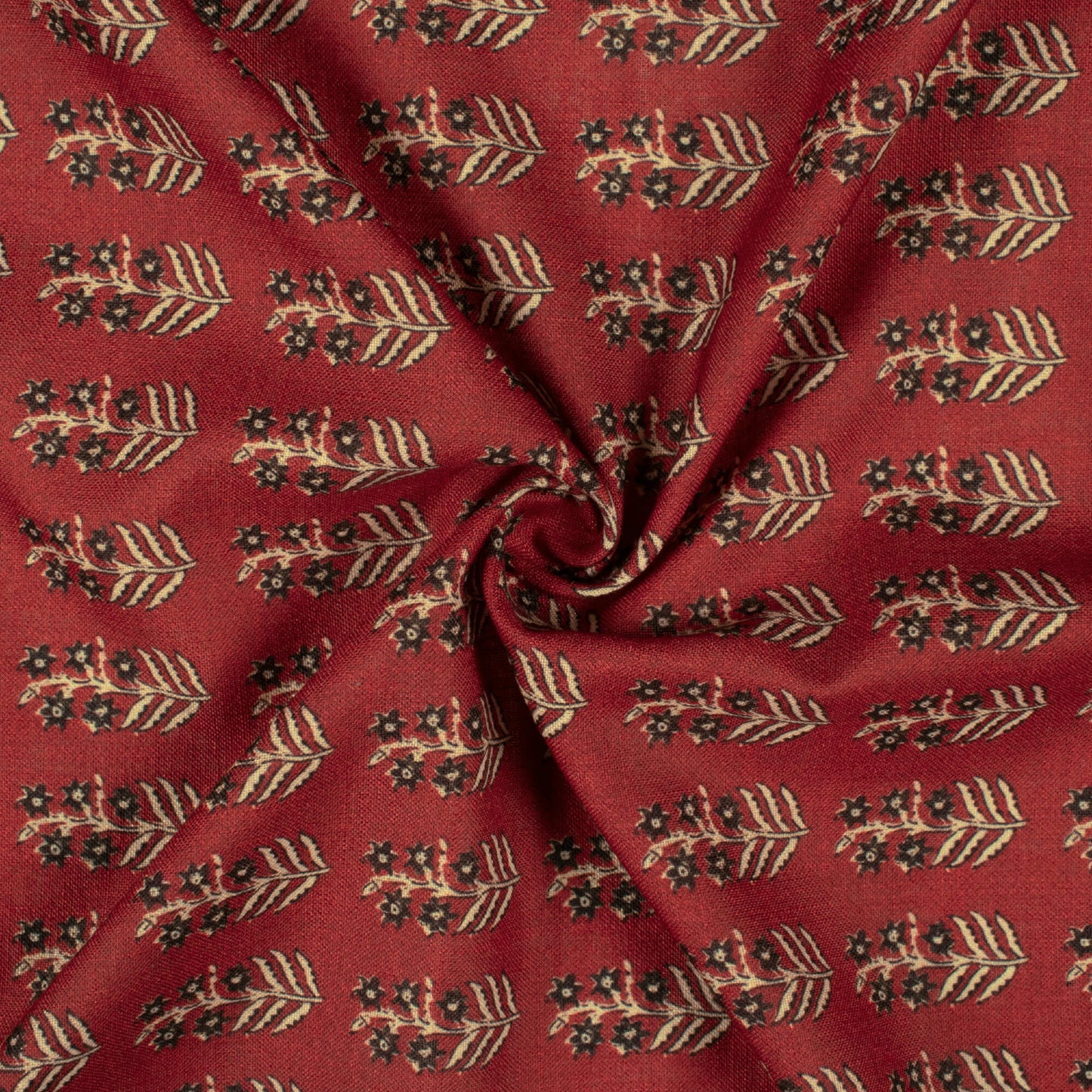 Maroon And Black Floral Pattern Digital Print Linen Textured Fabric (Width 56 Inches)