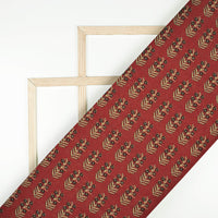 Maroon And Black Floral Pattern Digital Print Linen Textured Fabric (Width 56 Inches)
