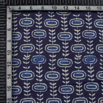 Blue And White Indiigo Pattern Digital Print Linen Textured Fabric (Width 56 Inches)