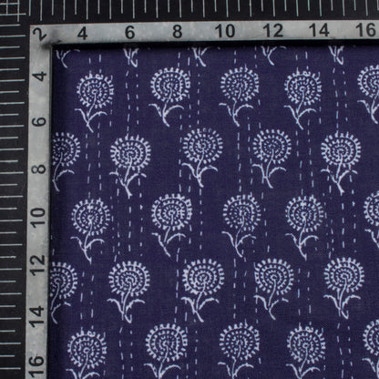 Blue And White Indiigo Pattern Digital Print Linen Textured Fabric (Width 56 Inches)