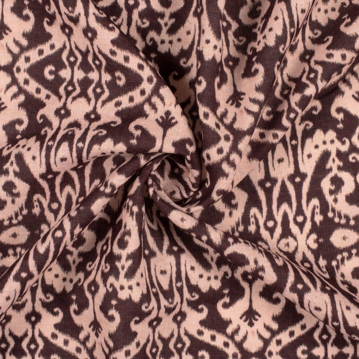 Black And Peach Ethnic Pattern Digital Print Linen Textured Fabric (Width 56 Inches)