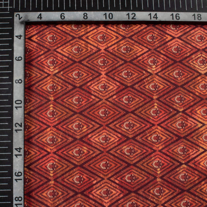 Rust Orange And Black Geometric Pattern Digital Print Linen Textured Fabric (Width 56 Inches)