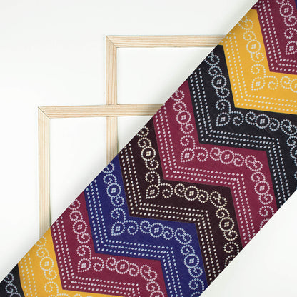 Sangria Purple And Black Bandhanii Pattern Digital Print Linen Textured Fabric (Width 56 Inches)