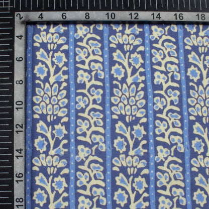Blue And White Indiigo Pattern Digital Print Linen Textured Fabric (Width 56 Inches)