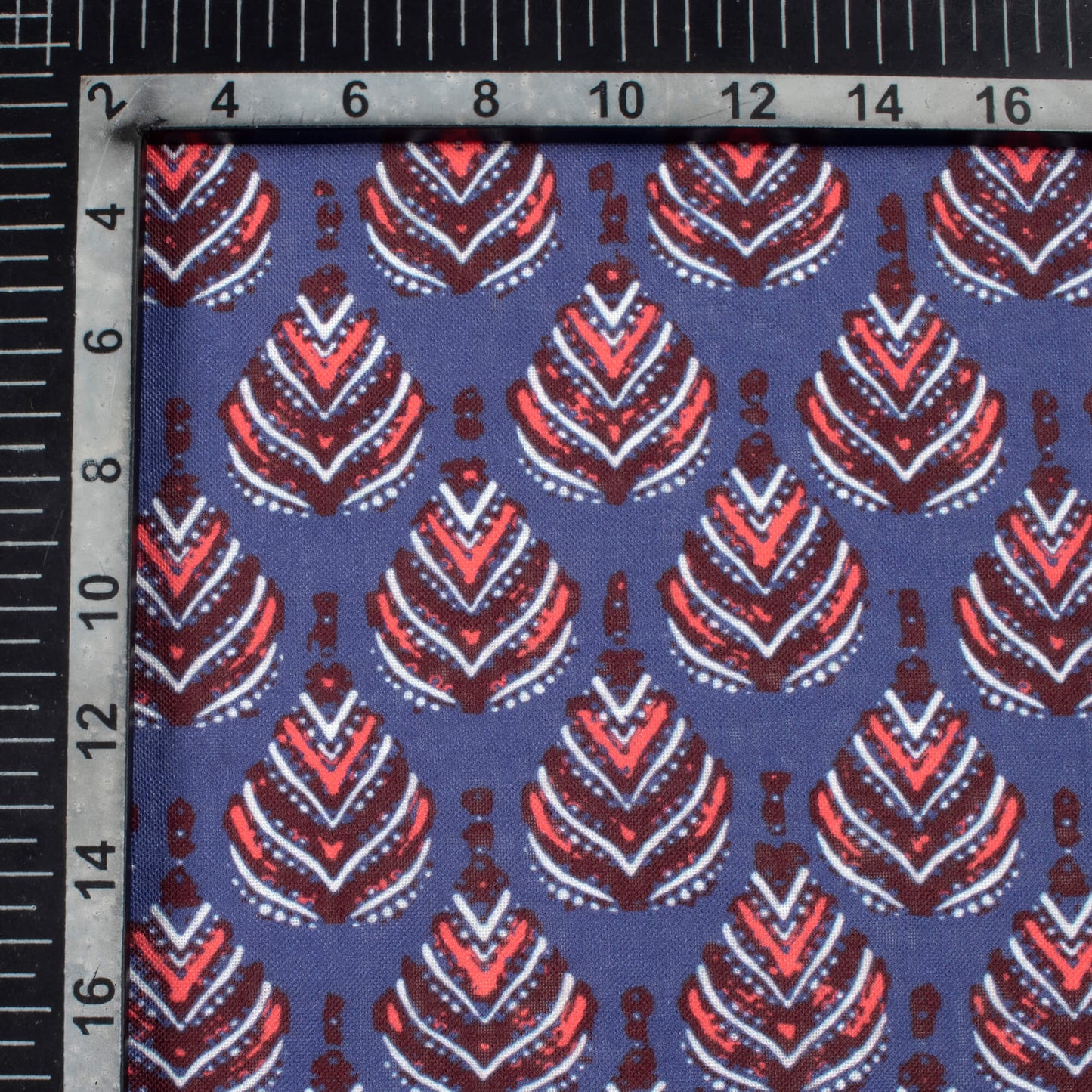 Royal Purple And Red Booti Pattern Digital Print Linen Textured Fabric (Width 56 Inches)