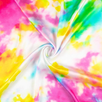 Multi-Color Tye And Dye Pattern Digital Print Viscose Gaji Silk Fabric
