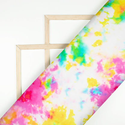 Multi-Color Tye And Dye Pattern Digital Print Viscose Gaji Silk Fabric