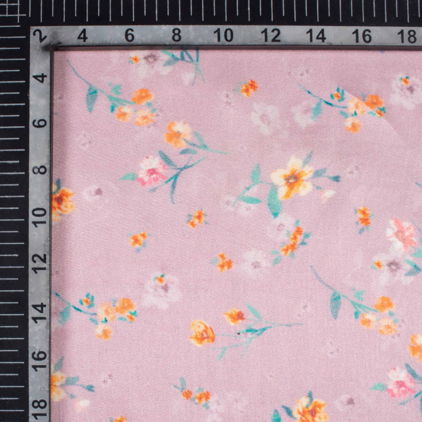 Light Thulian Pink And Yellow Floral Pattern Digital Print Viscose Gaji Silk Fabric