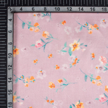 Light Thulian Pink And Yellow Floral Pattern Digital Print Viscose Gaji Silk Fabric