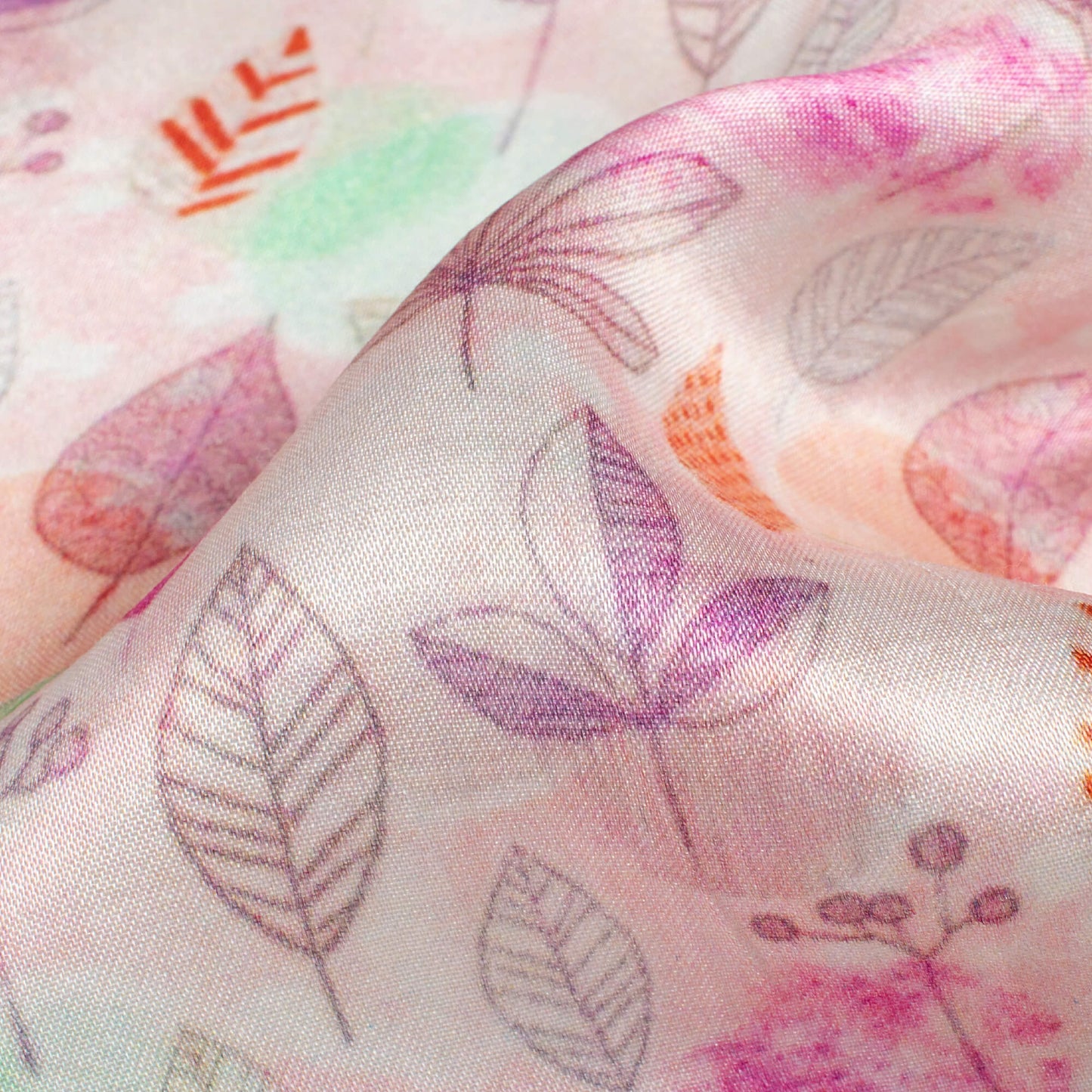 Fuchsia Pink And Purple Floral Pattern Digital Print Viscose Gaji Silk Fabric