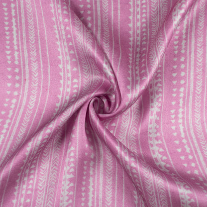 Hippie Pink And White Stripes Pattern Digital Print Viscose Gaji Silk Fabric