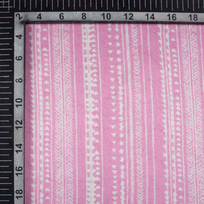 Hippie Pink And White Stripes Pattern Digital Print Viscose Gaji Silk Fabric
