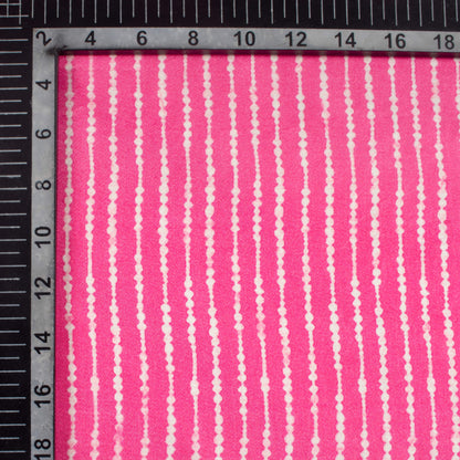 Dark Pink And White Stripes Pattern Digital Print Viscose Gaji Silk Fabric