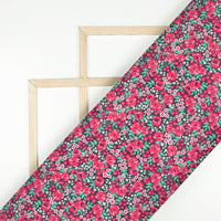 Dark Pink And Pine Green Floral Pattern Digital Print Viscose Gaji Silk Fabric