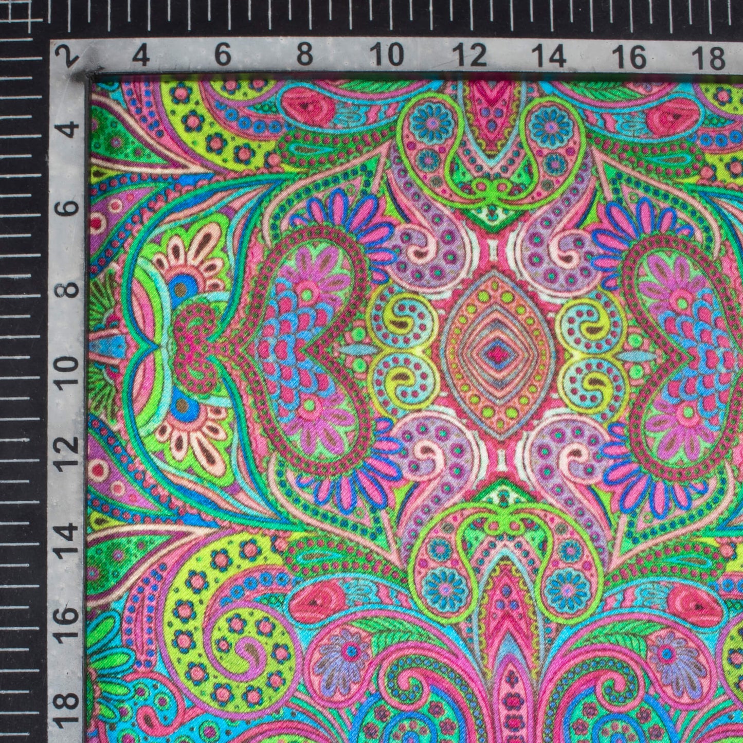 Multi-Color Paisley Pattern Digital Print Viscose Gaji Silk Fabric