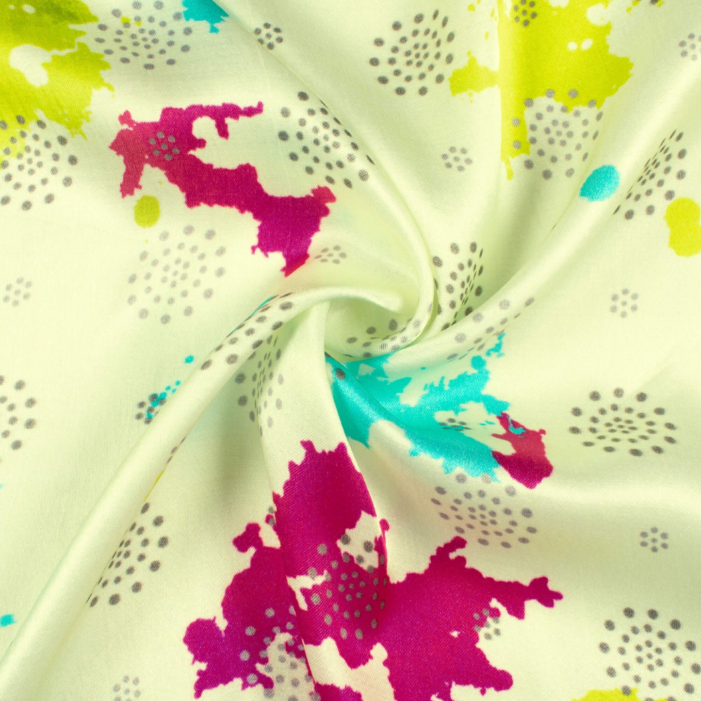 Cream And Deep Pink Tie & Dye Pattern Digital Print Viscose Gaji Silk Fabric