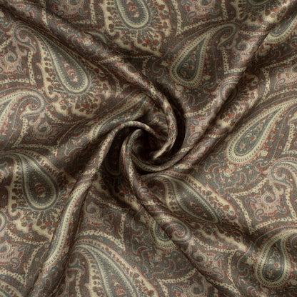 Fern Green And Purple Paisley Pattern Digital Print Viscose Gaji Silk Fabric