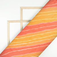 Rust Orange And Red Leheriya Pattern Digital Print Kota Doria Fabric
