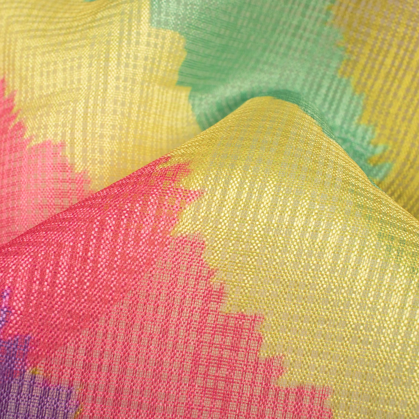 Multi-Color Leheriya Pattern Digital Print Kota Doria Fabric