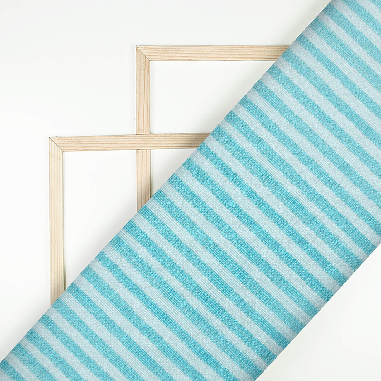 Smalt Blue Stripes Pattern Digital Print Kota Doria Fabric