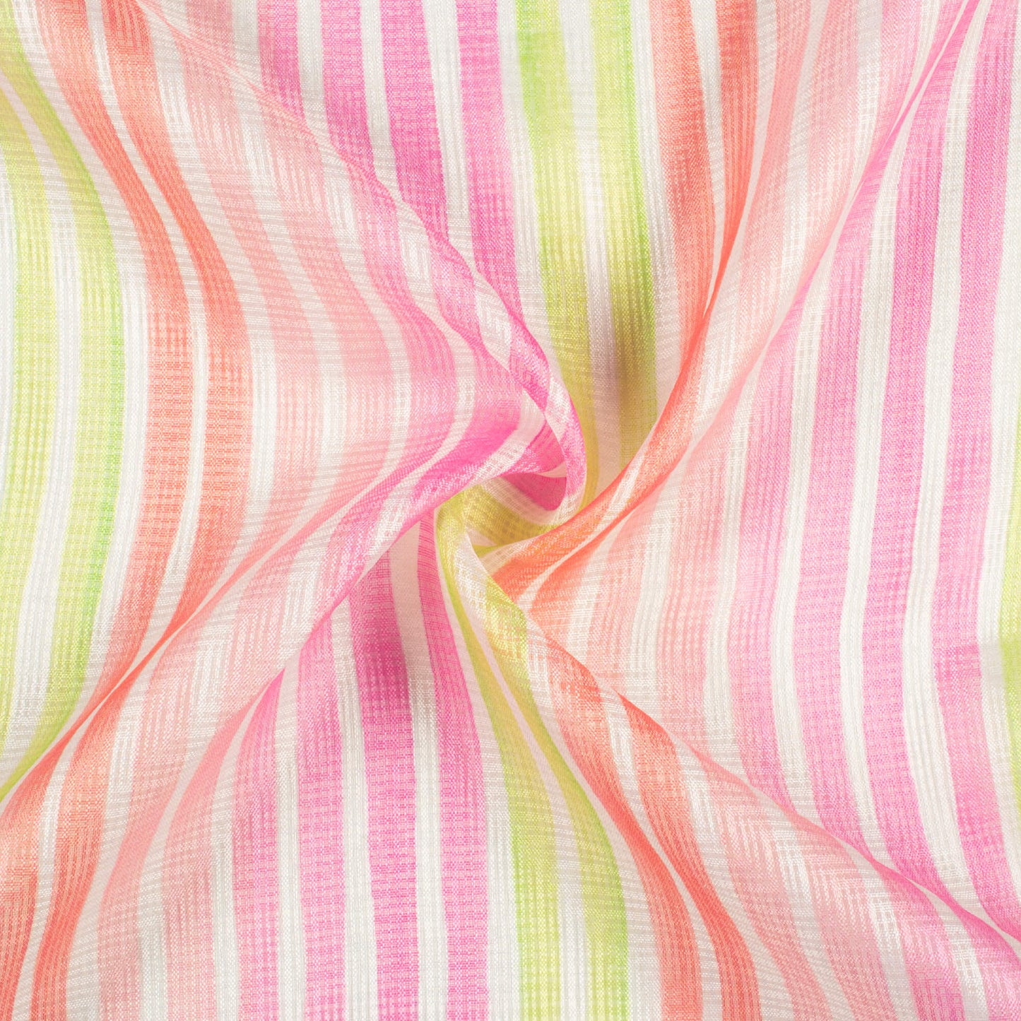 Taffy Pink And Red Stripes Pattern Digital Print Kota Doria Fabric