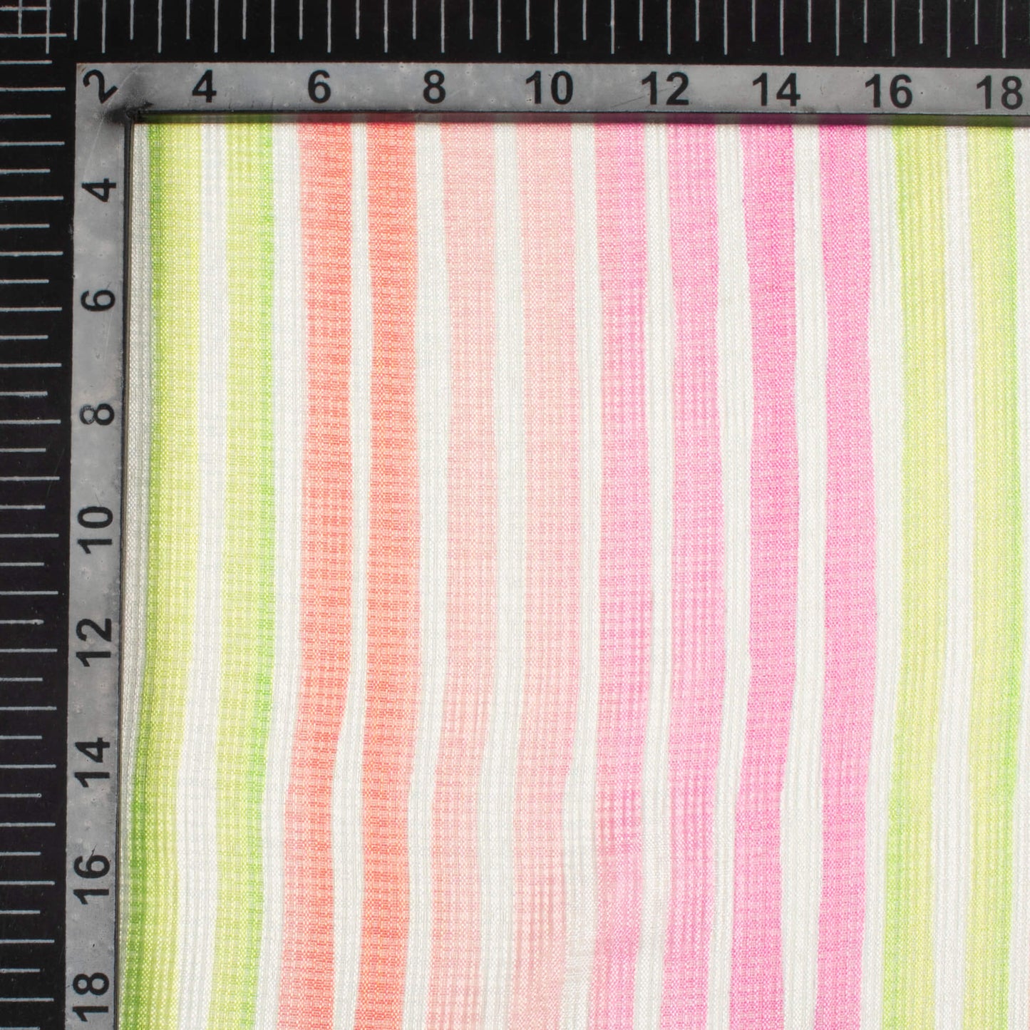 Taffy Pink And Red Stripes Pattern Digital Print Kota Doria Fabric