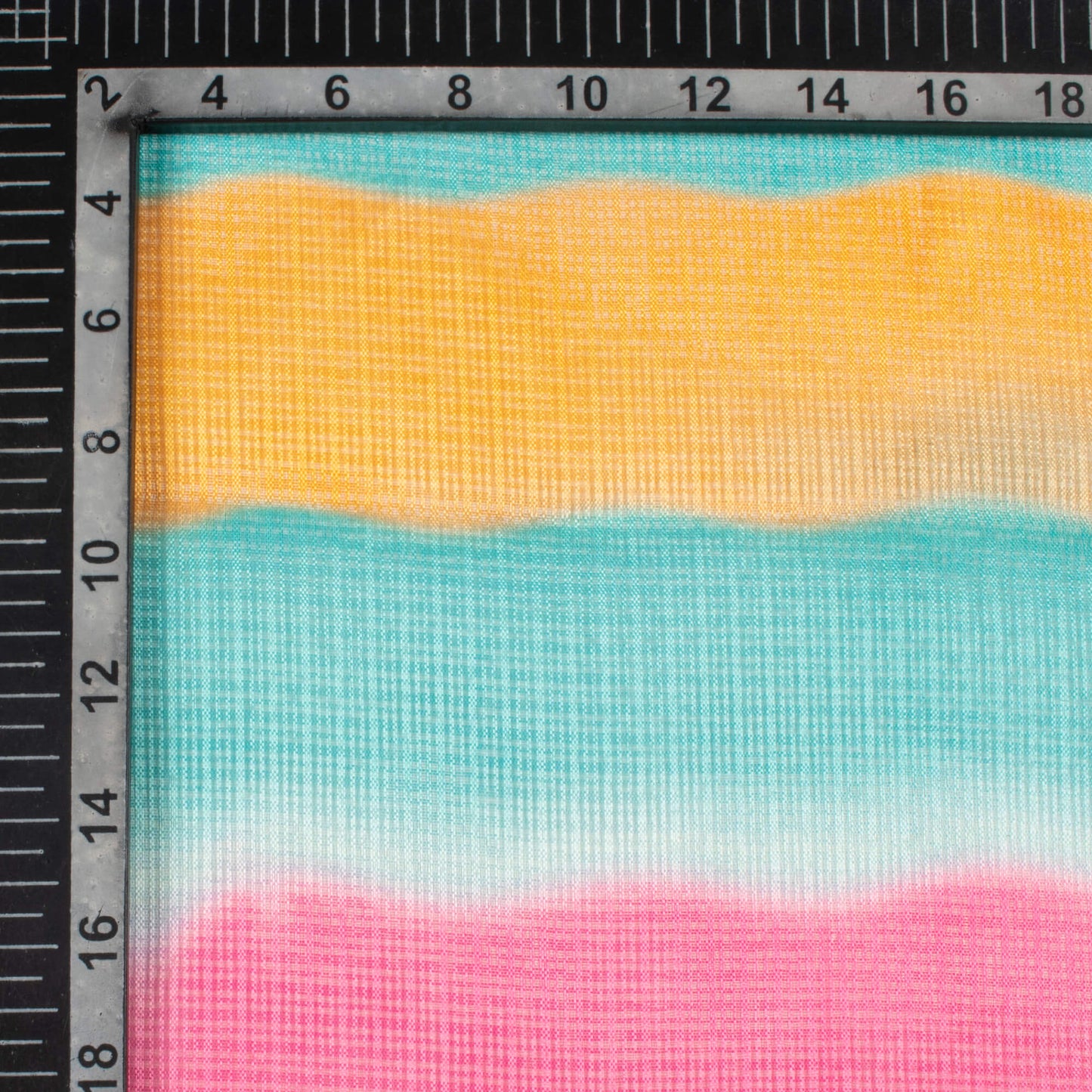 Smalt Blue And Tea Green Stripes Pattern Digital Print Kota Doria Fabric