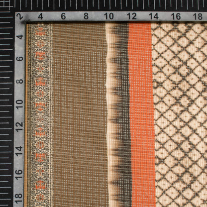 Multi-Color Stripes Pattern Digital Print Kota Doria Fabric
