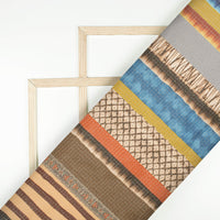 Multi-Color Stripes Pattern Digital Print Kota Doria Fabric
