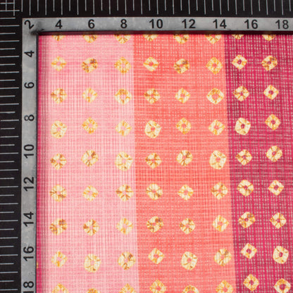Pink And Yellow Bandhanii Pattern Digital Print Kota Doria Fabric