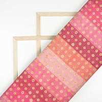 Pink And Yellow Bandhanii Pattern Digital Print Kota Doria Fabric