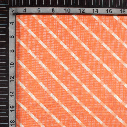 Orange And White Bandhanii Pattern Digital Print Kota Doria Fabric