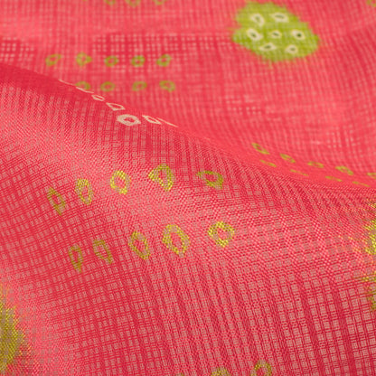 Persian Red And Pear Green Bandhanii Pattern Digital Print Kota Doria Fabric