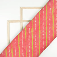 Persian Red And Pear Green Bandhanii Pattern Digital Print Kota Doria Fabric