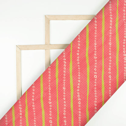 Persian Red And Pear Green Bandhanii Pattern Digital Print Kota Doria Fabric