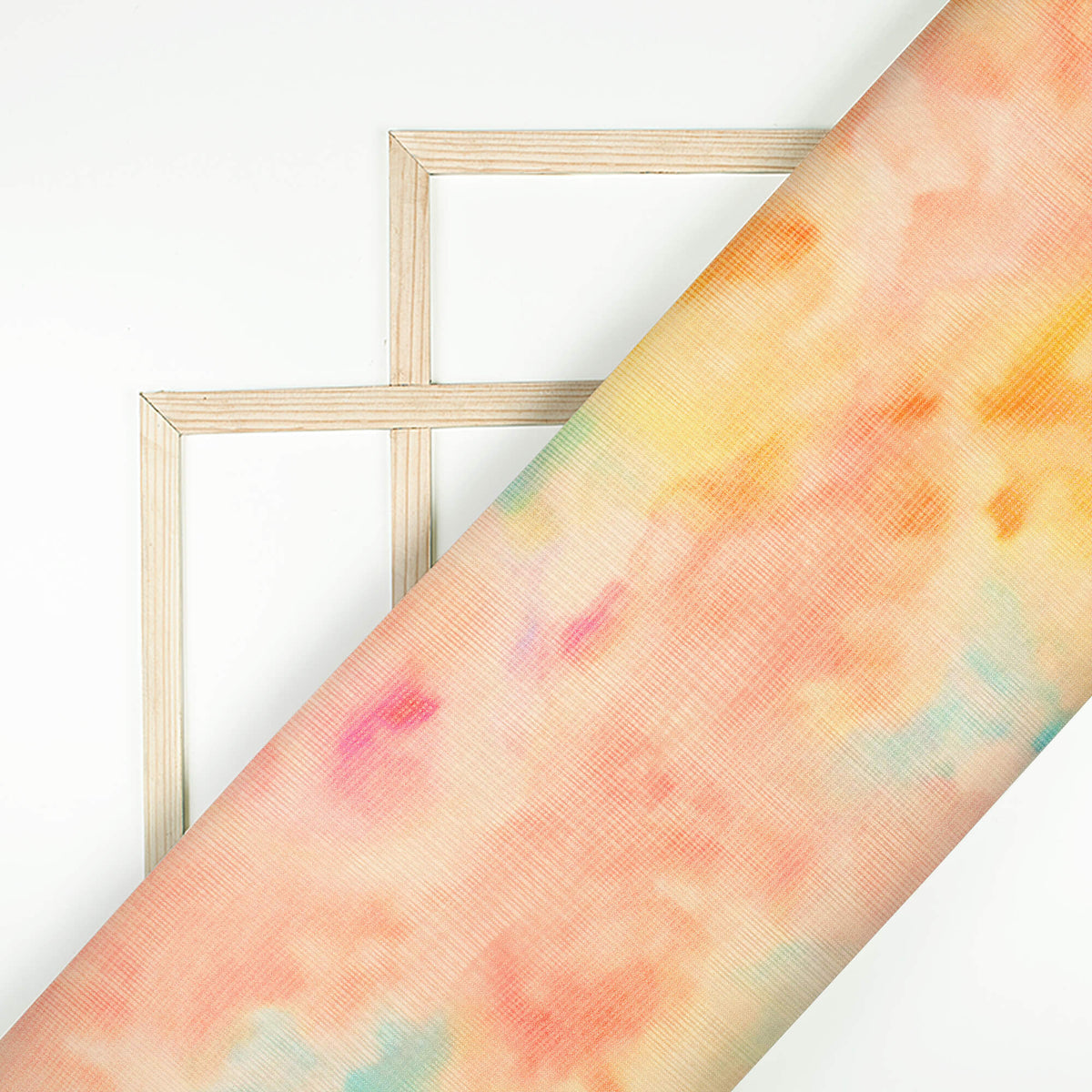 Blush Red And Fire Orange Tye And Dye Pattern Digital Print Kota Doria Fabric
