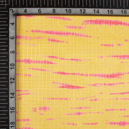 Mustard Yellow And Dark Pink Shiiborii Pattern Digital Print Kota Doria Fabric