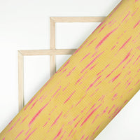 Mustard Yellow And Dark Pink Shiiborii Pattern Digital Print Kota Doria Fabric