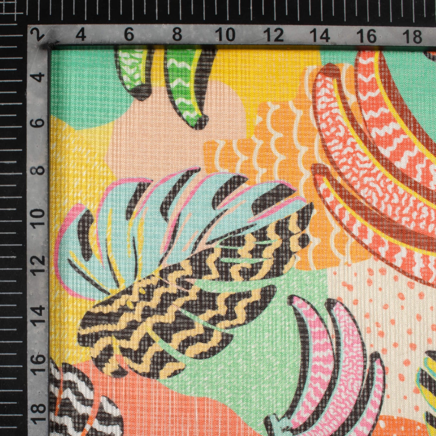Multi-Color Leaf Pattern Digital Print Kota Doria Fabric