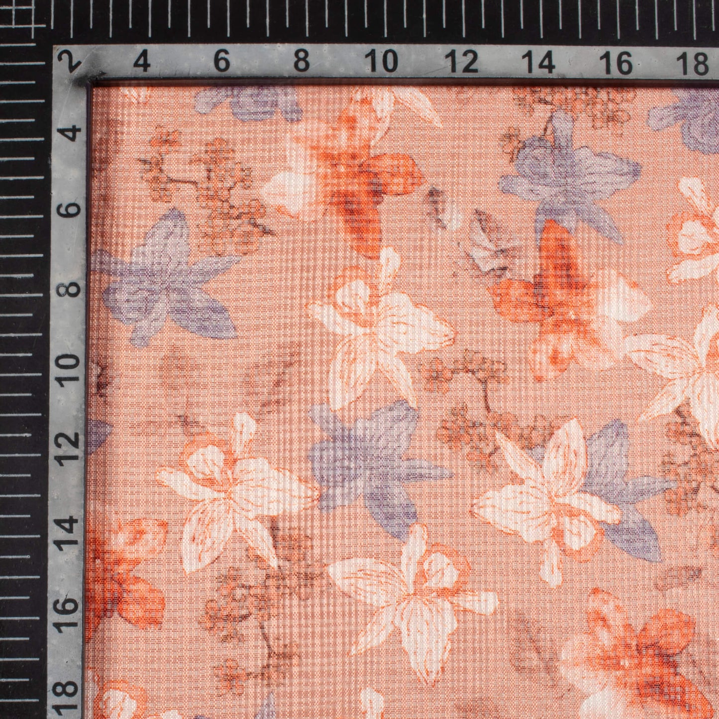 Dusty Pink And Blush Red Floral Pattern Digital Print Kota Doria Fabric