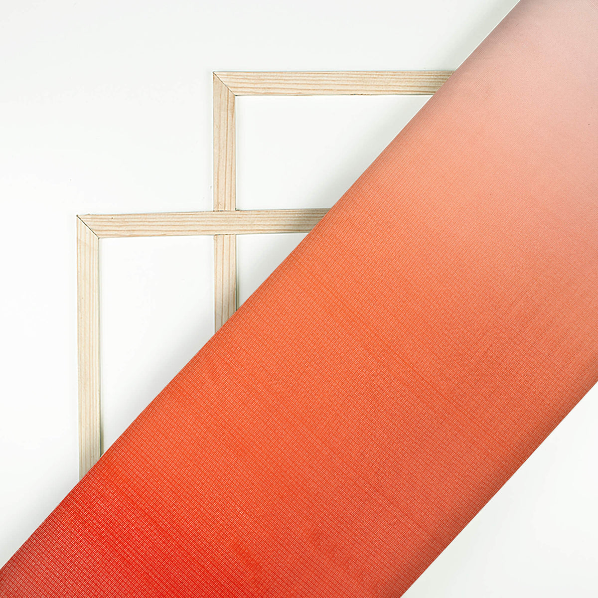 Vermilion Red Ombre Pattern Digital Print Kota Doria Fabric