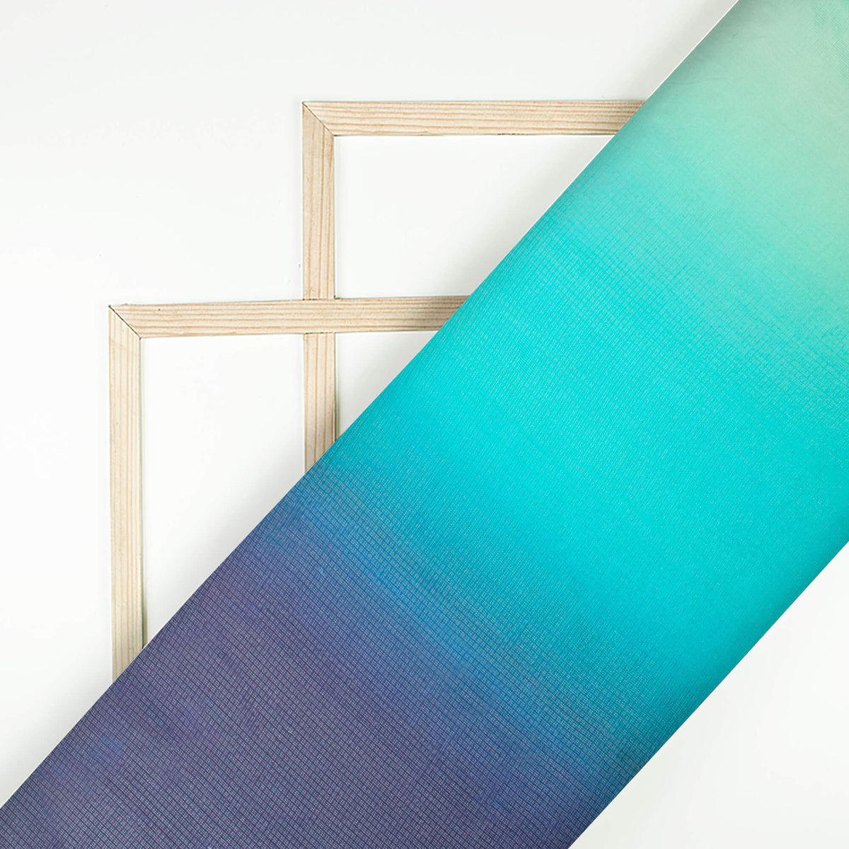 Tiffany Blue Ombre Pattern Digital Print Kota Doria Fabric