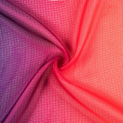 Orange And  Blue Ombre Pattern Digital Print Kota Doria Fabric