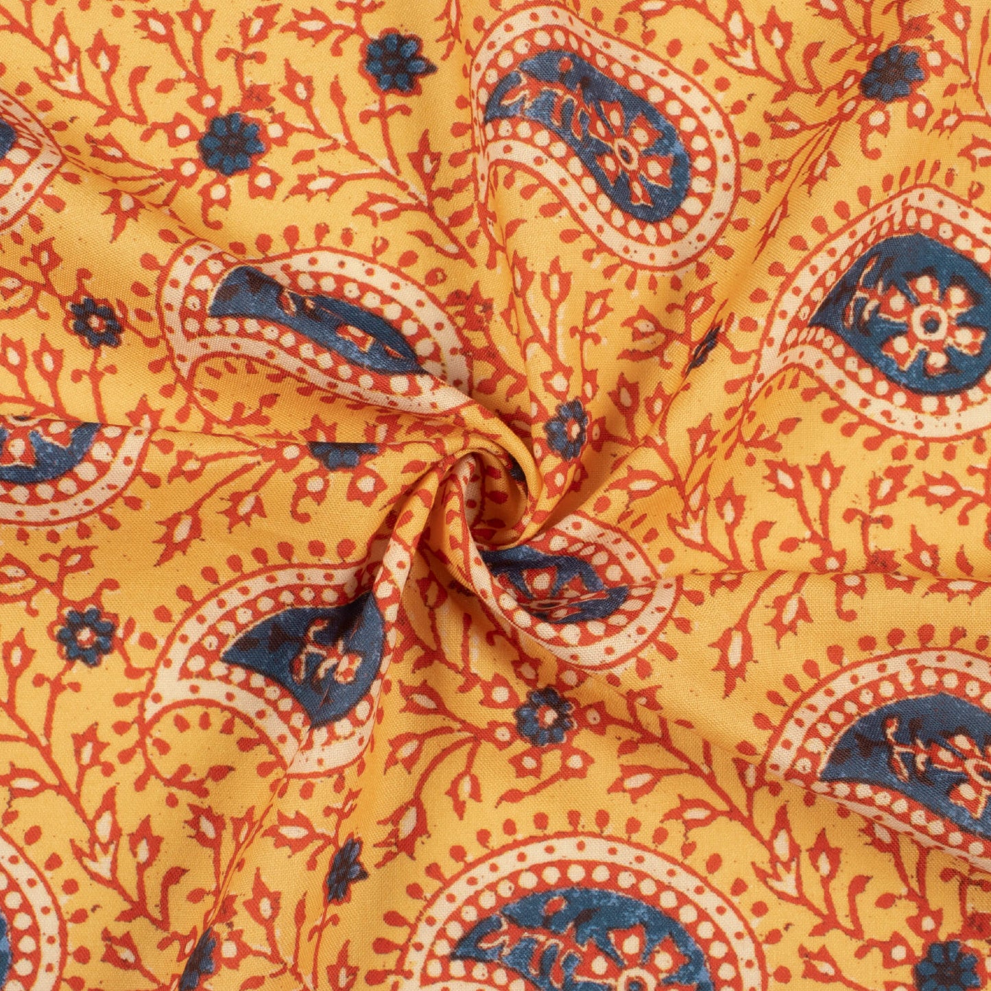 Maize Yellow And Grey Paisley Pattern Digital Print Rayon Fabric