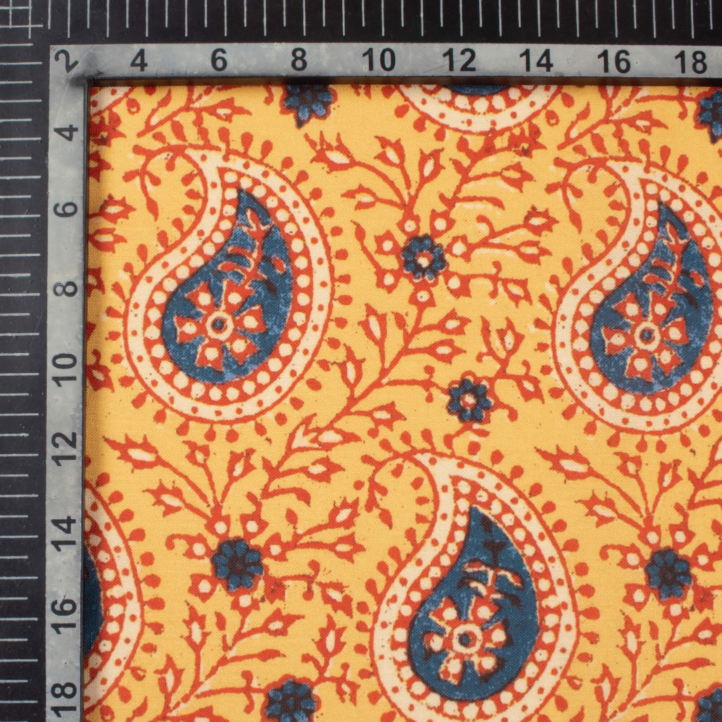 Maize Yellow And Grey Paisley Pattern Digital Print Rayon Fabric