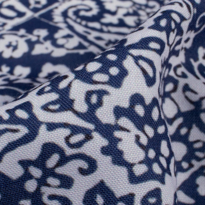 Blue And White Indiigo Pattern Digital Print Rayon Fabric
