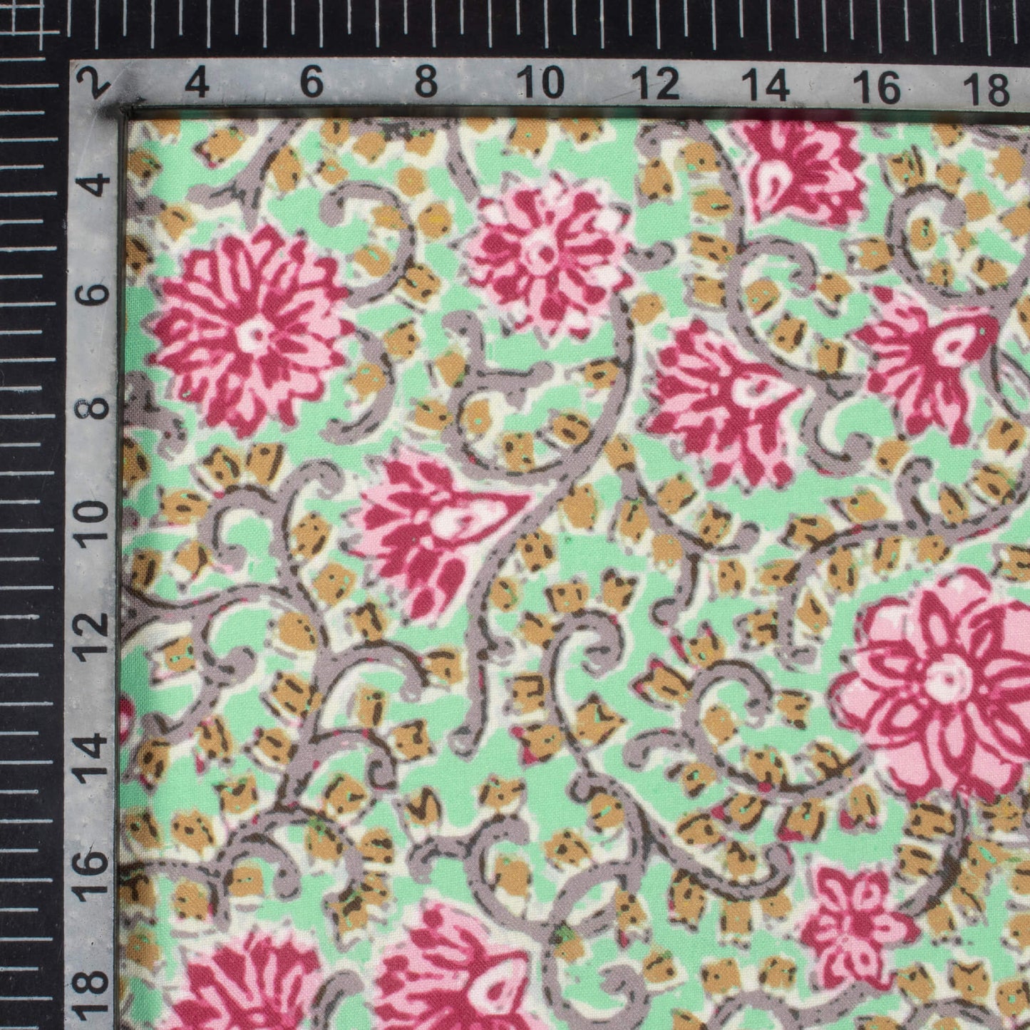Hot Pink And Tiffany Blue Floral Pattern Digital Print Rayon Fabric